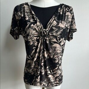 90’s‎ Y2K Women’s Whimsigoth Witchy Boho Abstract Floral Tapestry Stretch Top S